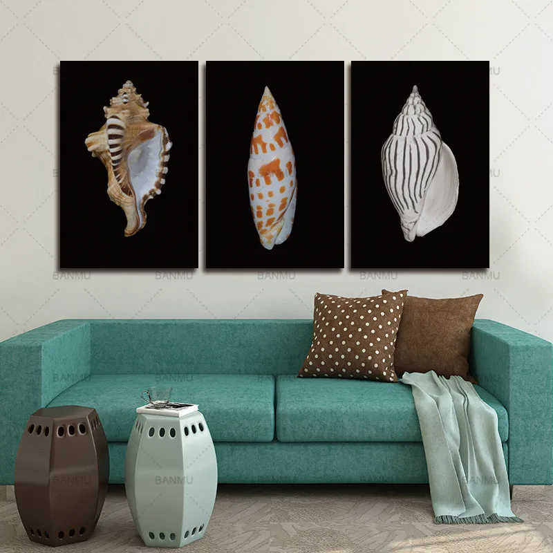 3 предмета стена арт-деко морские раковины современная модная картина Печать на