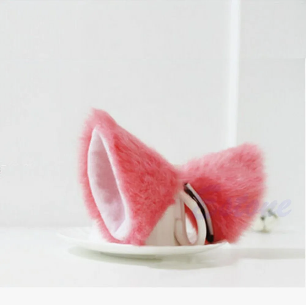 WRW 2 шт./1 пара прекрасный орекьетте Вечеринка кошка лиса длинные меховые уши аниме Neko костюм заколка для волос Косплей Аксессуары для волос - Цвет: WRW