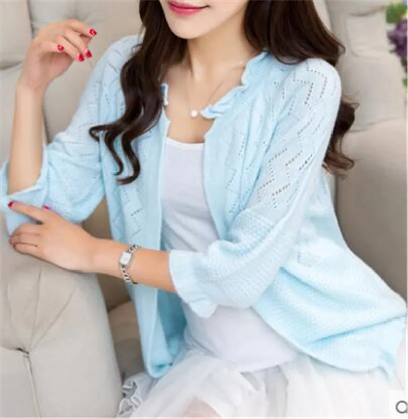 Женский кардиган свитер женский короткий Стильный тонкий Маленькая шаль вязаный