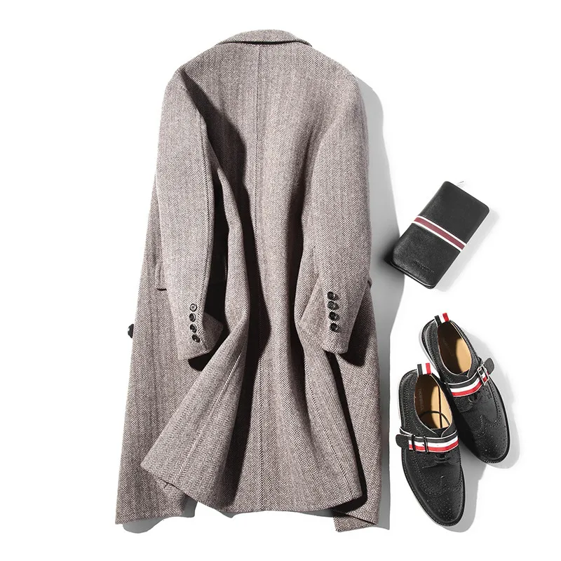 AYUNSUE Double Breasted Wool Coat Men Handmade Double-sided Woolen Spring Autumn Jacket and LM18-1008KJ1567 | Мужская одежда