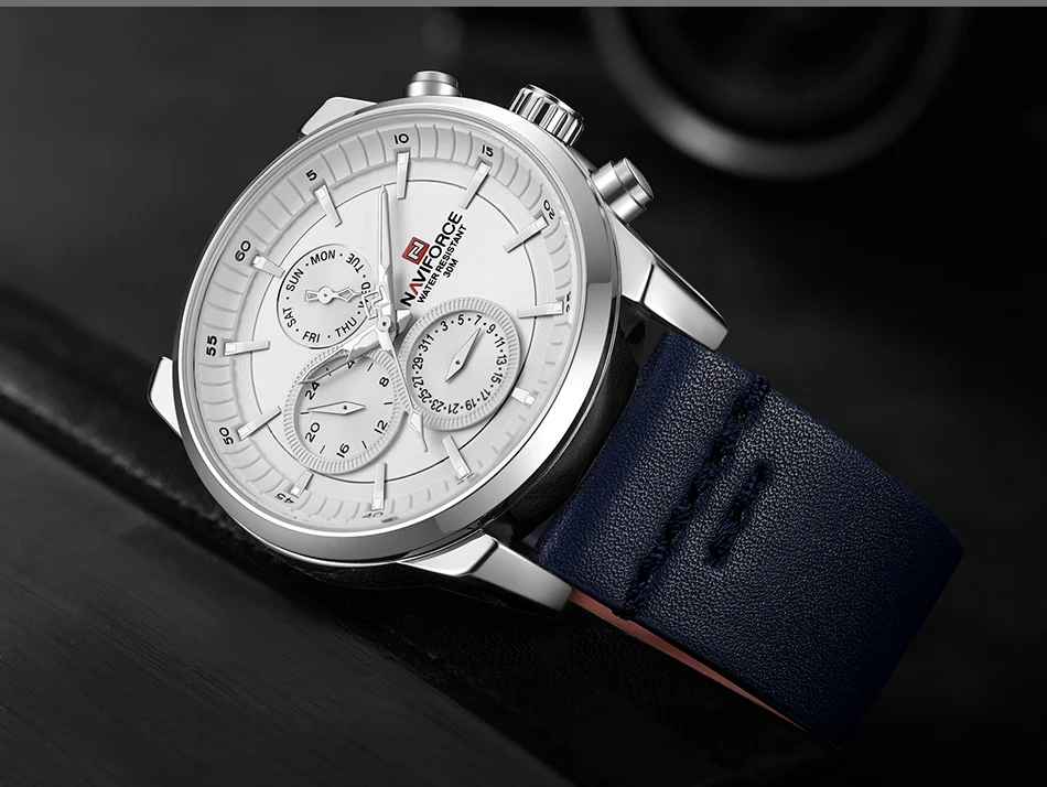 NAVIFORCE Топ люксовый бренд часы мужские модные повседневные кварцевые 24 часа дата часы мужские кожаные водонепроницаемые часы Relogio Masculino