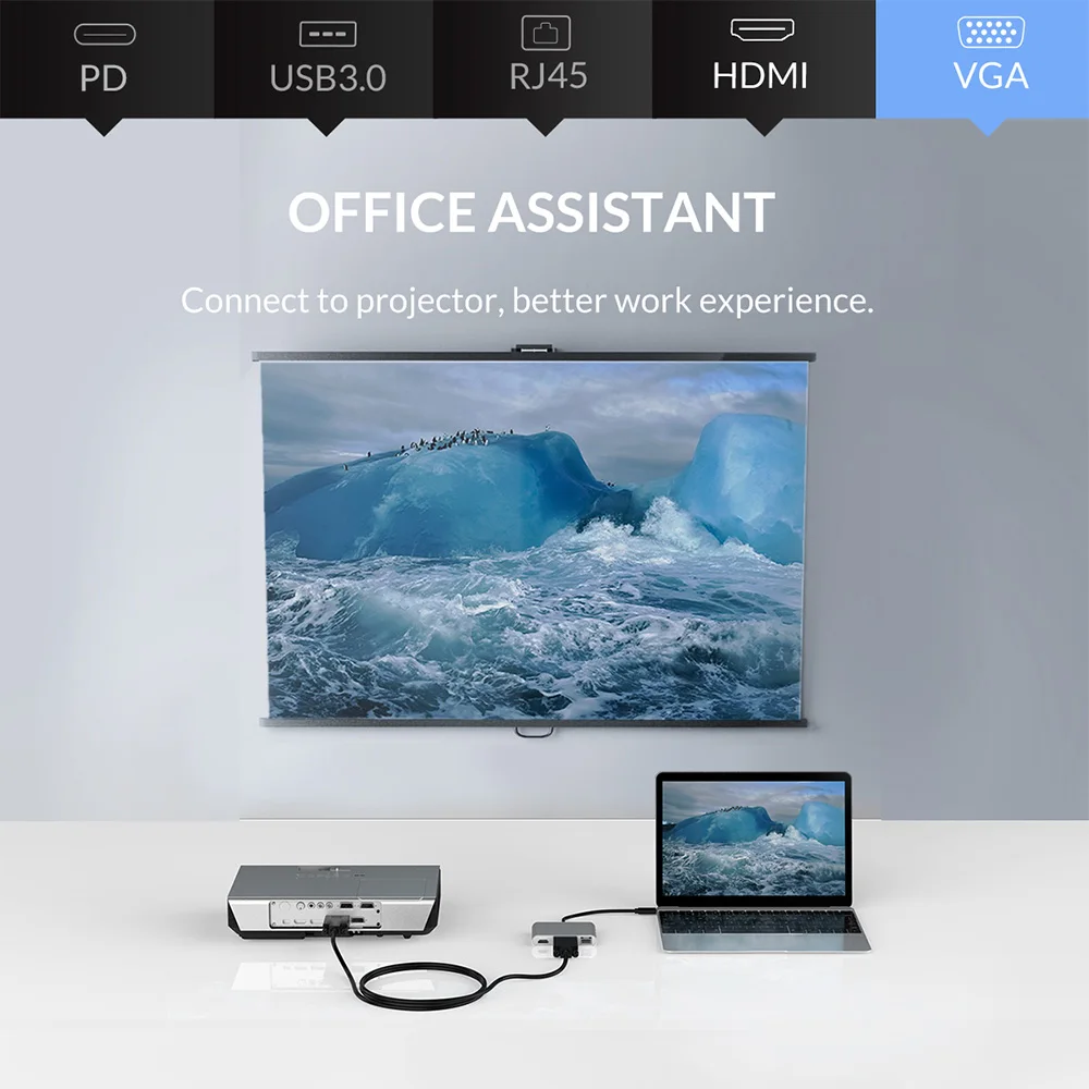 ORICO type-C концентратор USB C к мульти USB3.0 HDMI/VGA/RJ45/SD TF кардридер разветвитель PD зарядное устройство адаптер док-станция для ноутбука Macbook