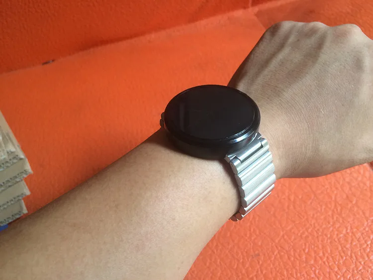 Браслет из звеньев для часов Moto 360 черный серебристый 22 мм стальной ремешок смарт