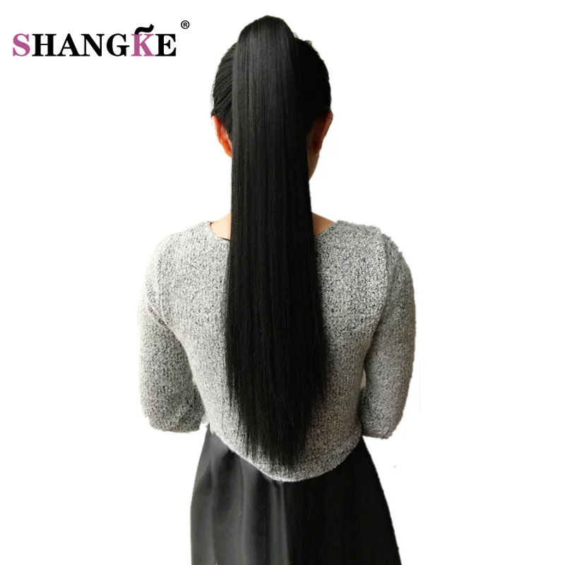 SHANGKE 24 ''длинные черные синтетические конский хвост длинные волосы