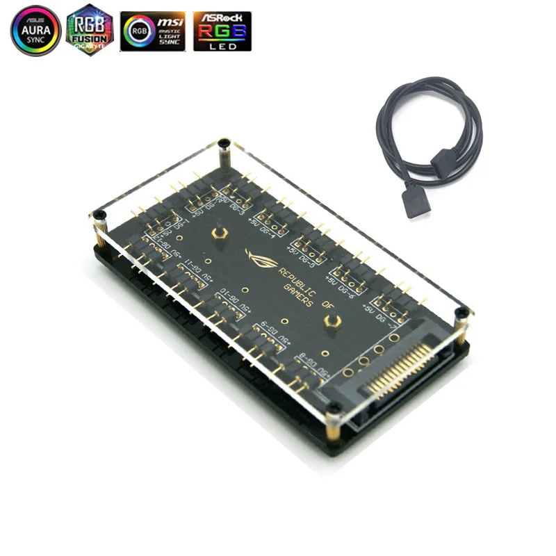 SATA X 80cm Cable ASUS AURA 5V 3 Pin RGB концентратор интерфейс синхронизация сплиттер 3Pin коннектор материнская плата вентилятор волшебный синхронный источник питания - Цвет лезвия: SATA X 80cm Cable