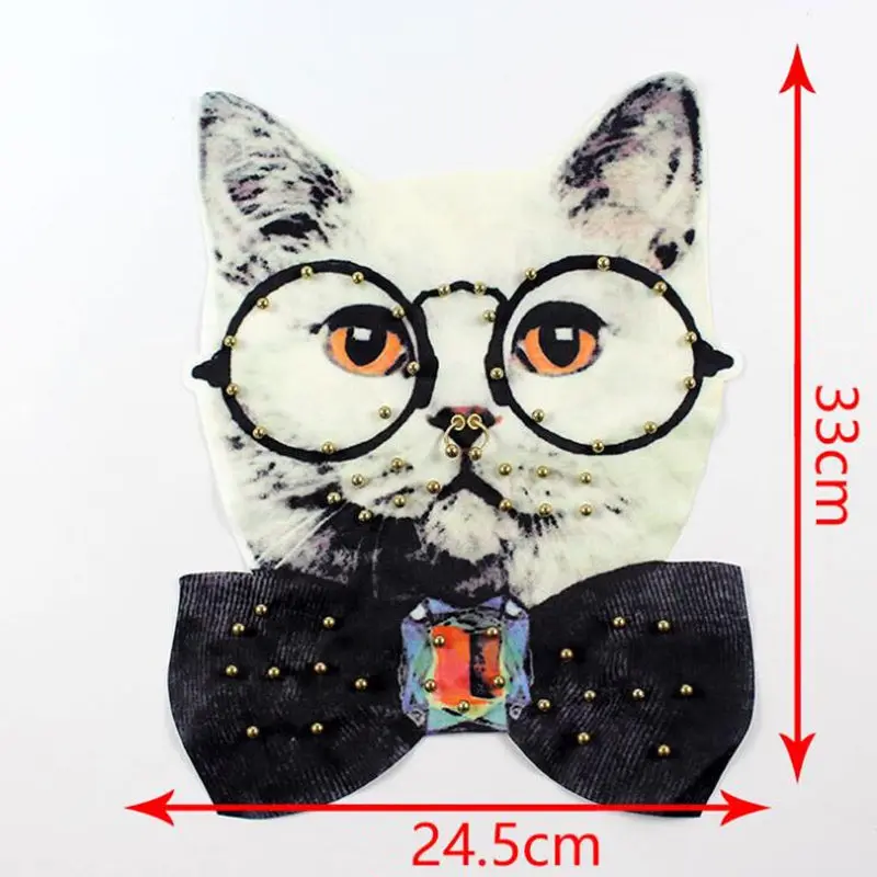 Большой патч Кот печатная ткань аппликация палка одежда украшения аксессуары