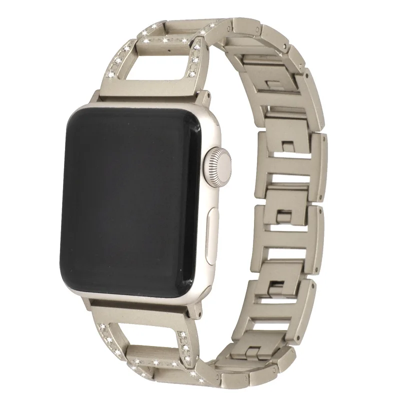 Подходит для Apple Watch ремешок из нержавеющей стали трапециевидный стразы