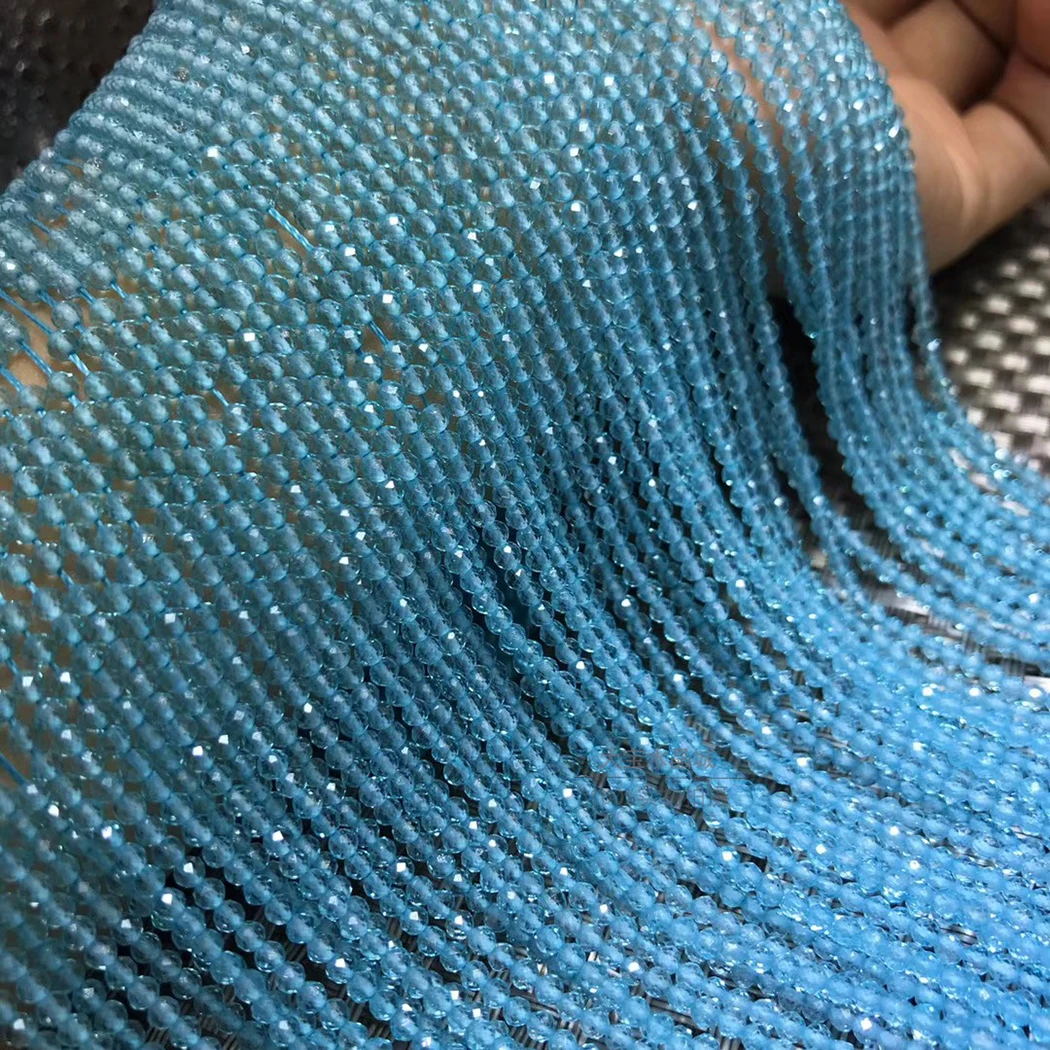 blue Topaz ICNWAY Драгоценный Камень делая ювелирные изделия 2-4 мм Лабрадорит Гранат Круглые граненые натуральные свободные бусины DIY браслет ожерелье 15 дюймов - Цвет: blue Topaz