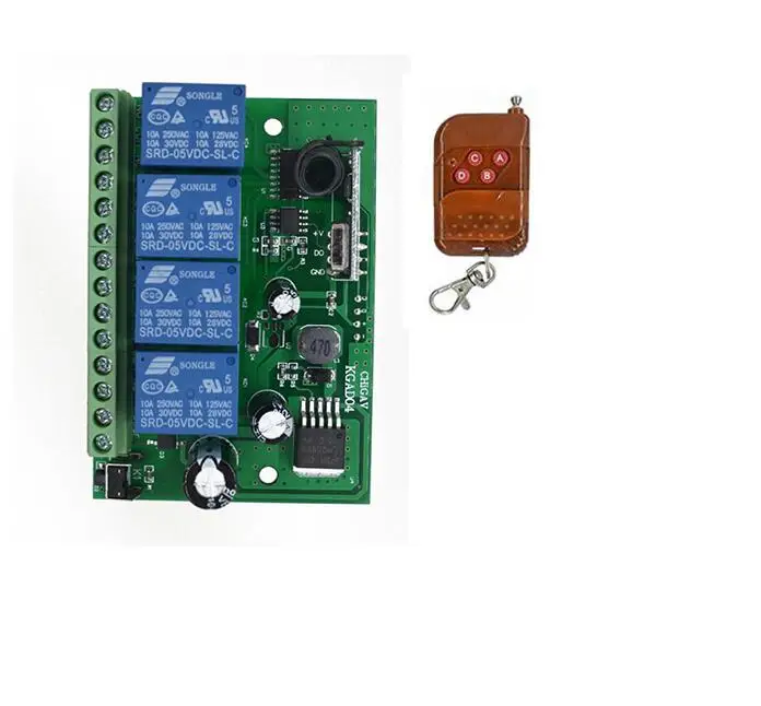 433 мГц беспроводной AC DC12V 24 В в В 36 4CH м 200 м дистанционное управление реле трансивер приемник для двери светодио дный гаража свет прибор - Цвет: 1 switch 1 remote