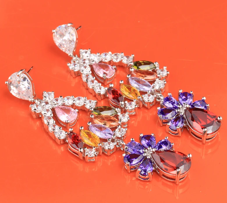 Галантный Многоцветный Morganite стерлингового серебра 925 Модные украшения для Для