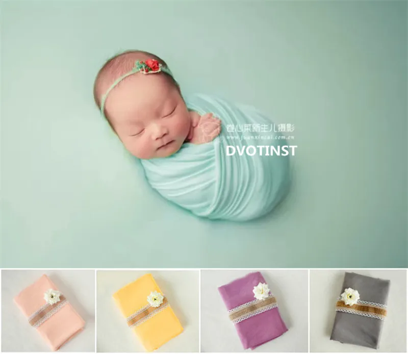 Dvotinst Newborn Photography Props Soft Background Blanket Wraps Headband Set Fotografia Accessories Studio Shoots Photo Props