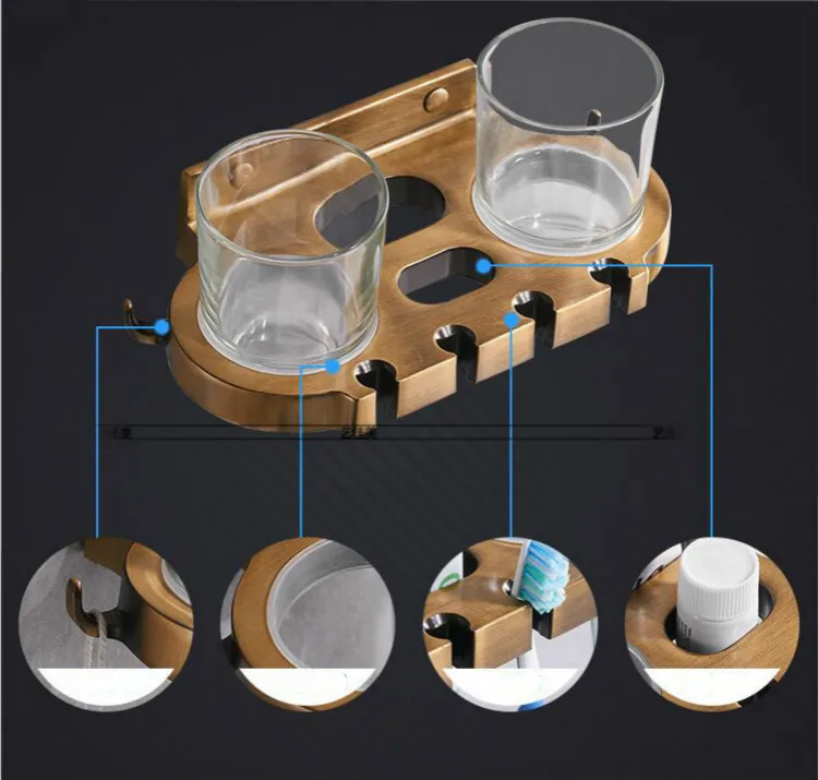 

Multi-purpose Toothbrush Holder Tooth Brush Toothpaste Razor Holder with Two Cups For Bathroom Storage Organizer Accessories Sa