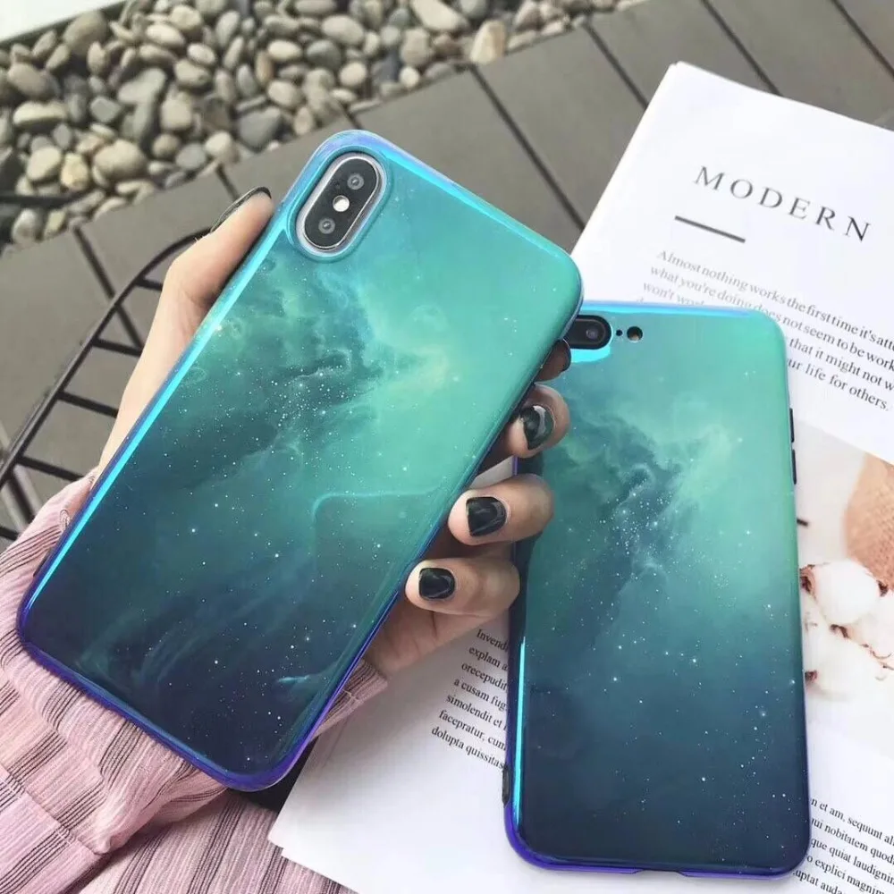 Чехол Triseoly для iPhone X 8 7 6 Plus отражающая поверхность с синим звездным небом чехол 6S