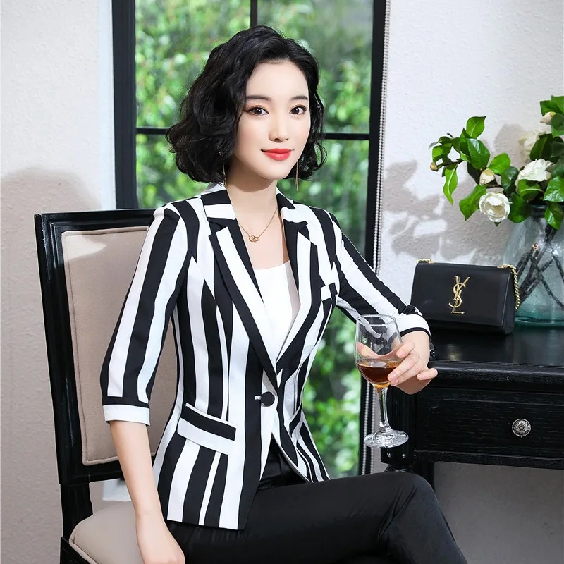 Женские деловые блейзеры и куртки в полоску Офисная Рабочая одежда верхняя