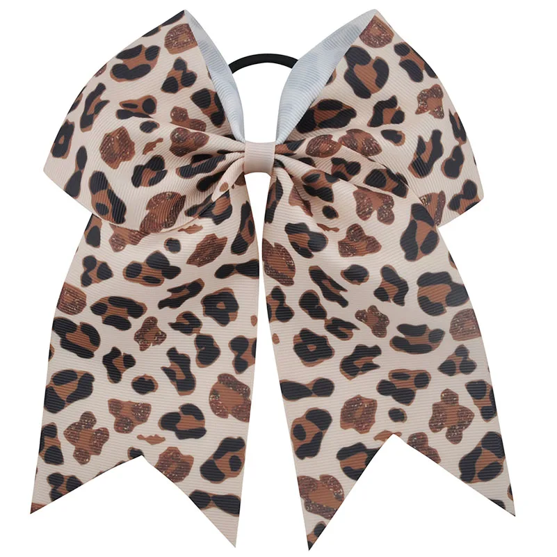 Leopard Print 7 дюймов красочные банты для волос Корсажная Лента Детские аксессуары для волос эластичная лента для волос конский хвост держатель для волос для детей девочек/женщин - Цвет: Leopard Print