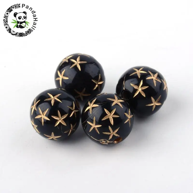 

Round Plating Acrylic Beads, Golden Metal Enlaced, Black, 12x12mm, Hole: 2mm; about 517pcs/500g