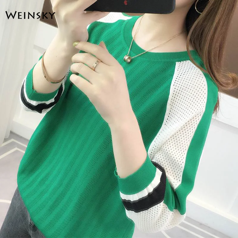 Женский трикотажный свитер Weinsky Повседневная стильная рубашка с рукавом три