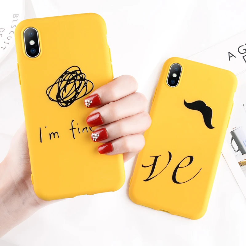 Moskado Fashion Cartoon Cute Beard YES Letter Phone Case For iPhone 6 6S 7 8 Plus X Soft TPU XR XS MAX |
