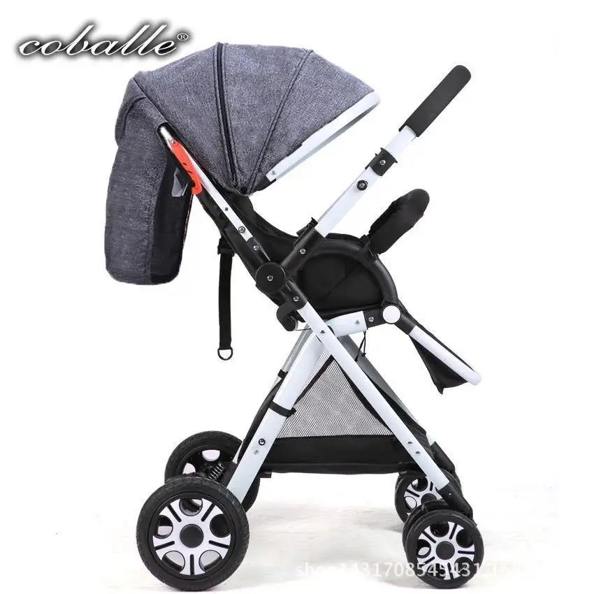 grey 2 Babyfond светильник, детская коляска с зонтиком, высокий пейзаж, двусторонняя детская коляска, четыре колеса, ударная складная детская коляска, отправка 8 подарков - Цвет: grey 2