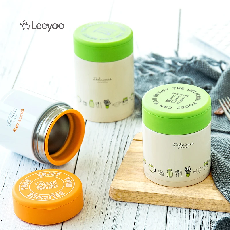 

Leeyoo Food Soup Thermos BPA-free Thermal Food Container Vacuum Thermos Stainless Steel Lunch Box for Kids 280ml 350ml 2 Colors