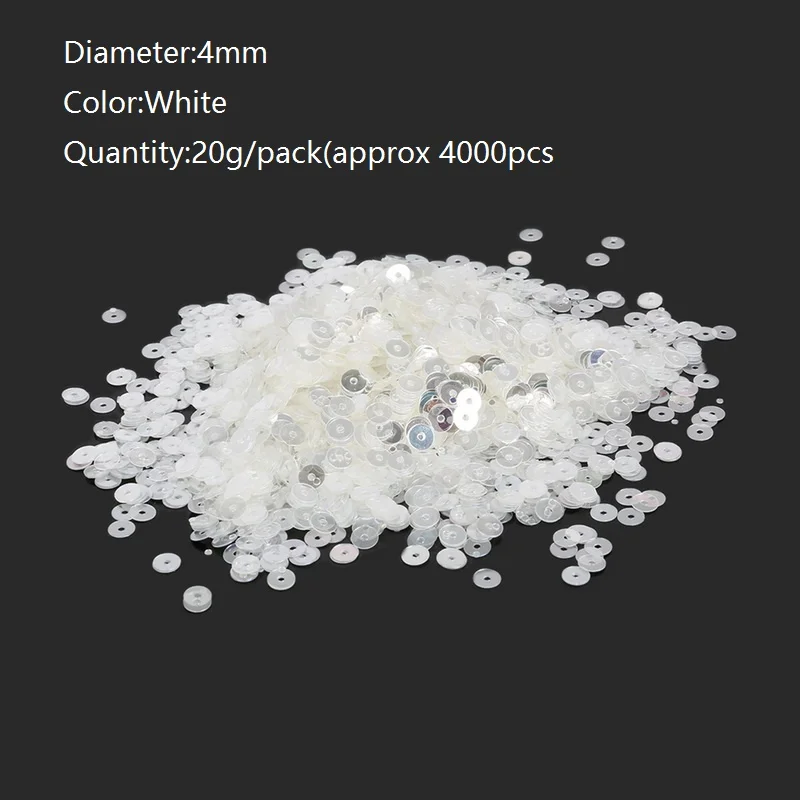 4mm white 1500 шт.-10000 шт. 3/4/5/6 мм плоские круглые ПВХ свободный женский пиджак с блестками и рукоделие шитья ПВХ пайетками Фурнитура для бижутерии DIY - Цвет: 4mm white