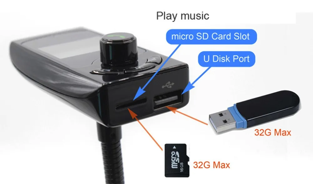 Автомобильный комплект громкой связи T30 Bluetooth FM передатчик MP3 музыкальный плеер 2