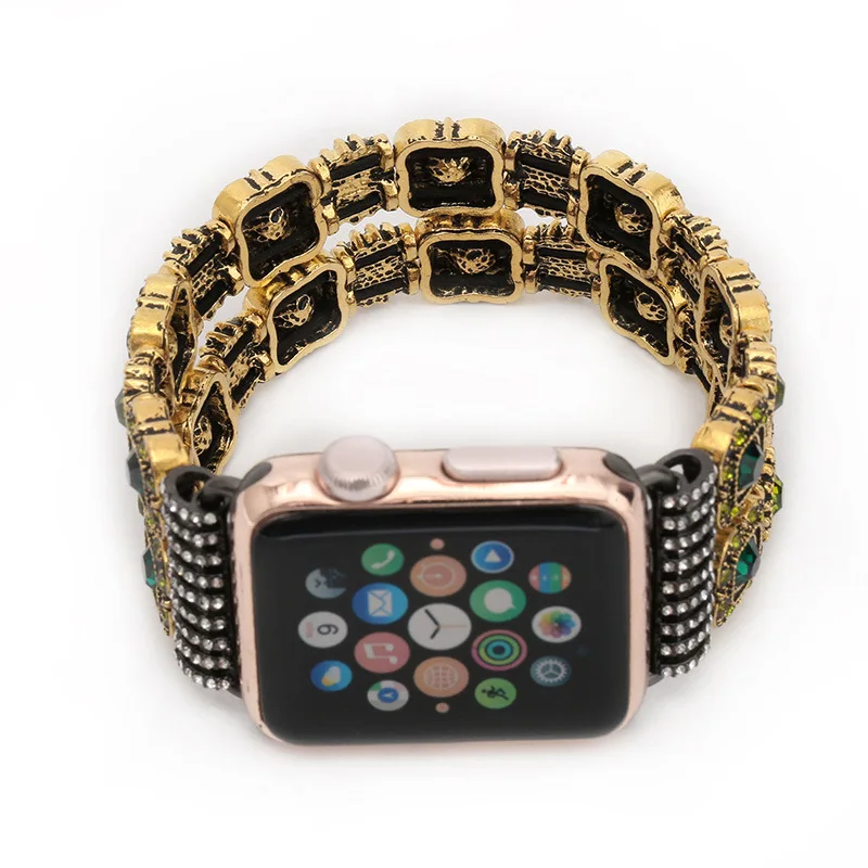 Умный браслет для мужчин и женщин для Cartier iphone, Apple Watch, винтажный ремешок с драгоценными камнями, iwatch, драгоценный камень, синий, 38 мм, 42 мм, порошковый ремешок, серия 1, 2, 3