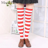 1pair new womens over the knee large size stockings sexy thighs high stripes pattern 6 color sweet cute warm winter female sock