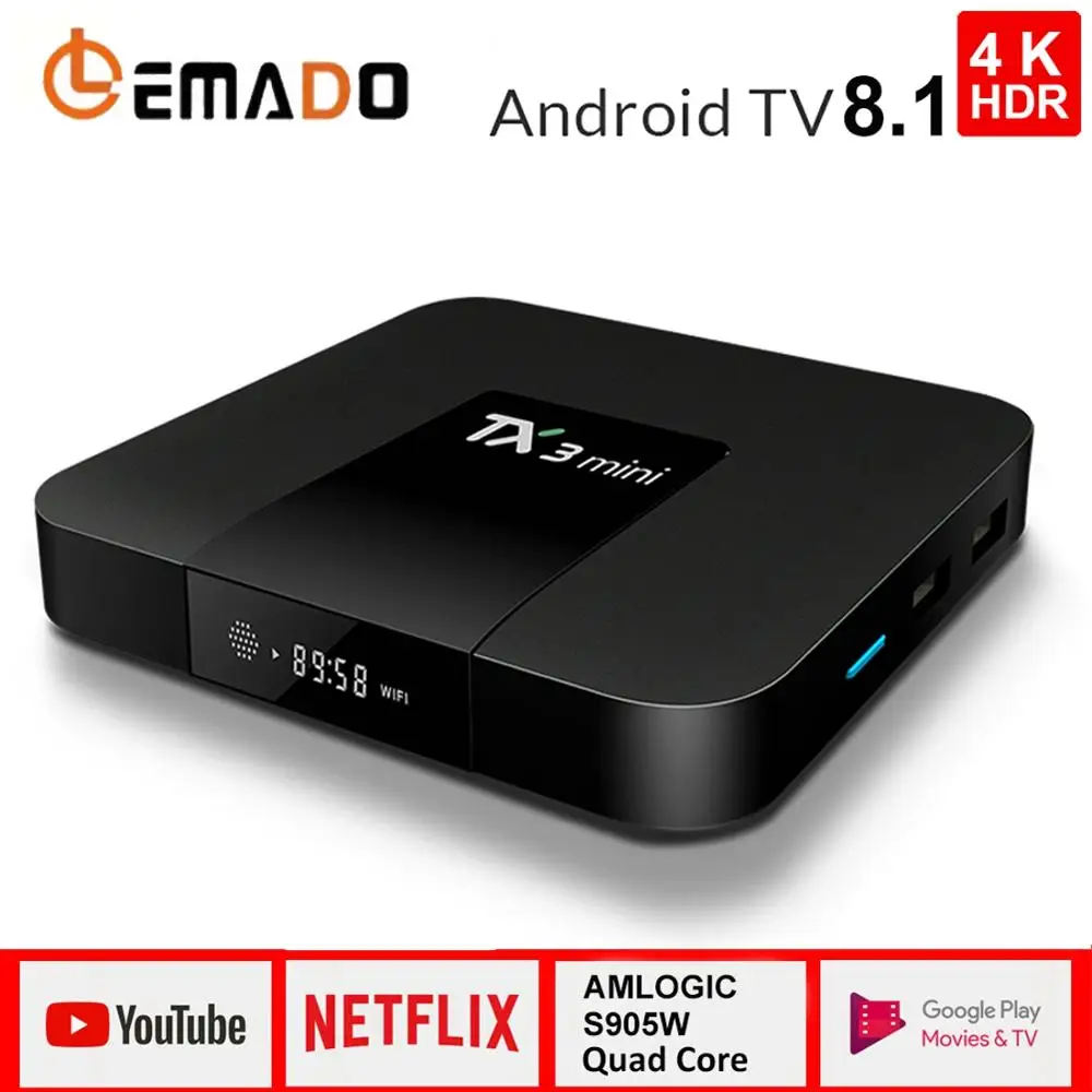 ТВ приставка Android 8 1 3D 2 Гб 16 четырехъядерный процессор Amlogic S905W поддержка wifi 4K HDR