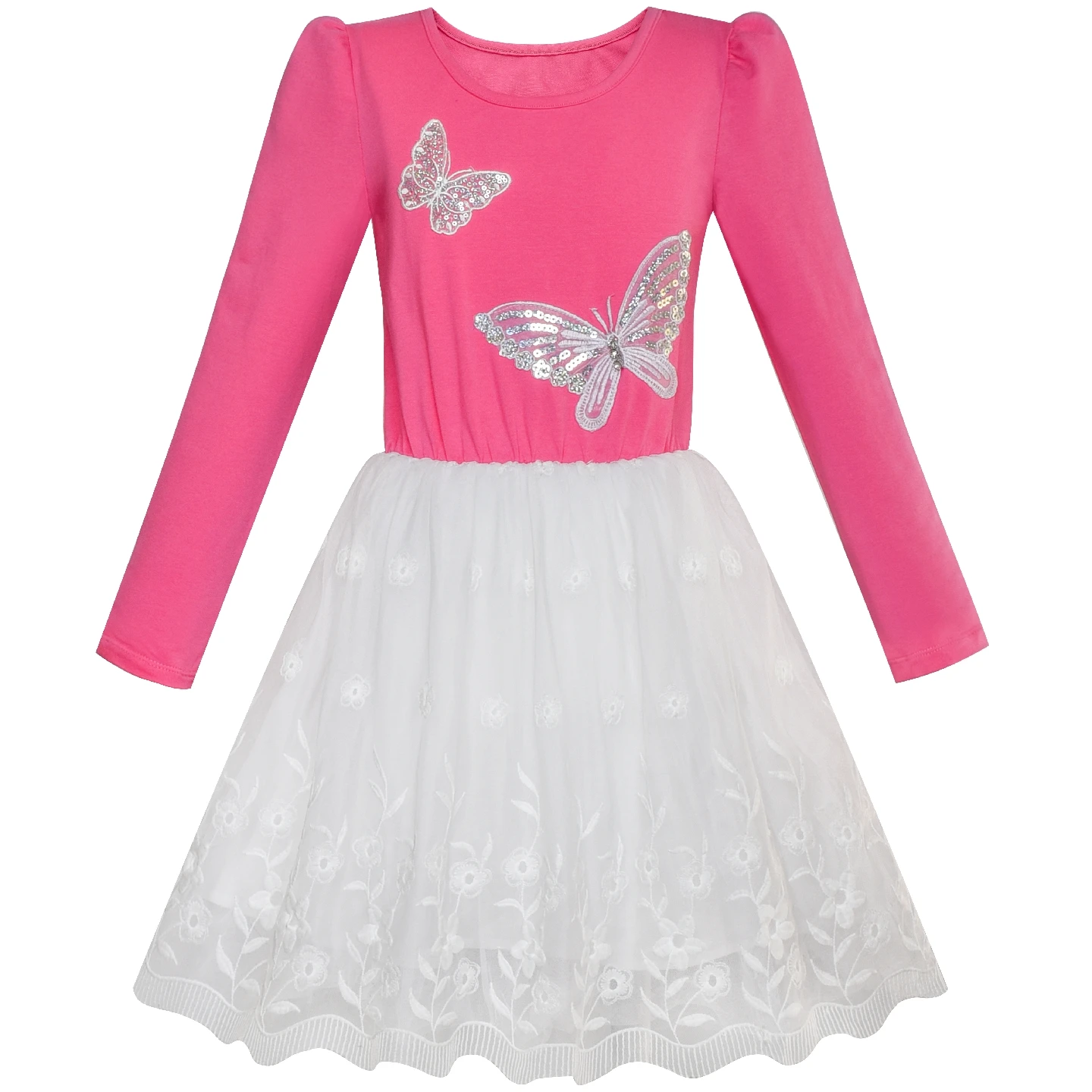 Sunny Fashion платья для девочек новогодние костюмы Румянец Розовый Длинный рукав