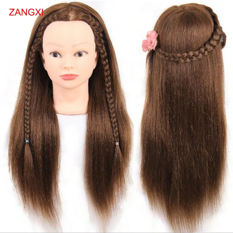 Mannequin Head With 100% Real Hair 18inch Natural Hair Tete Mannequin For Salon Cosmetology Dummy Female Hairdresser Dolls Head