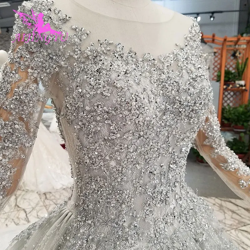 

AIJINGYU Shiny Gown Luxury Lace Gowns Queen Romantic Bridal Mexican 2021 2020 Ball Dresses Simple Wedding Dress