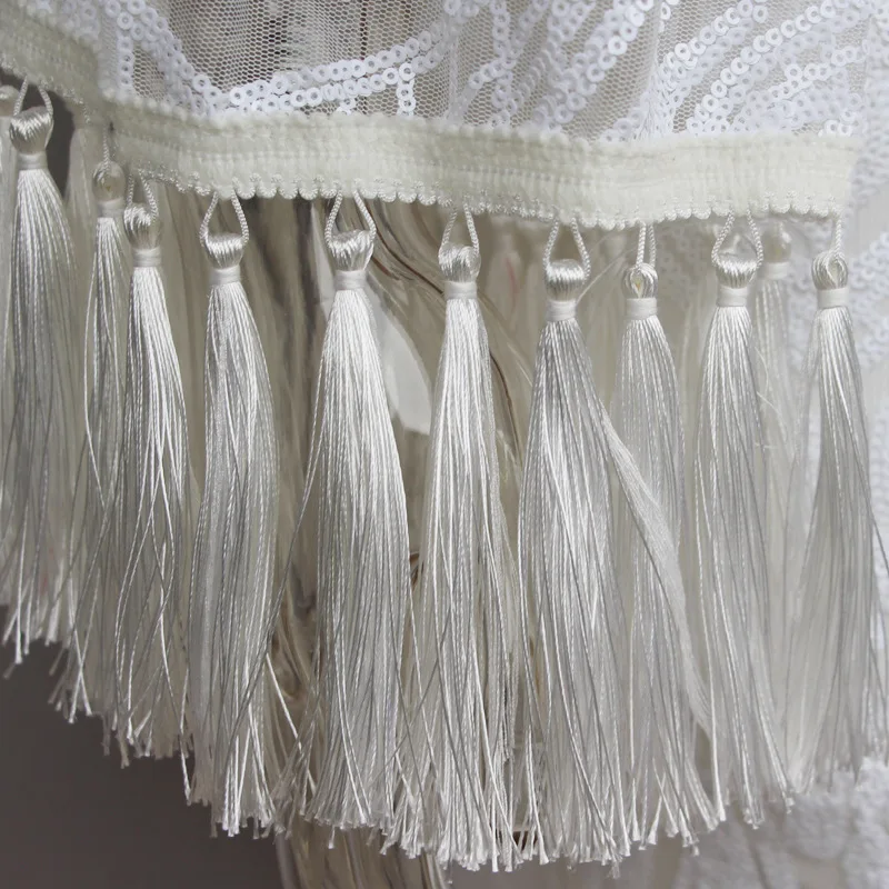 Женские платья с тяжелой вышивкой Модные осенние рукавами-колоколами и бахромой