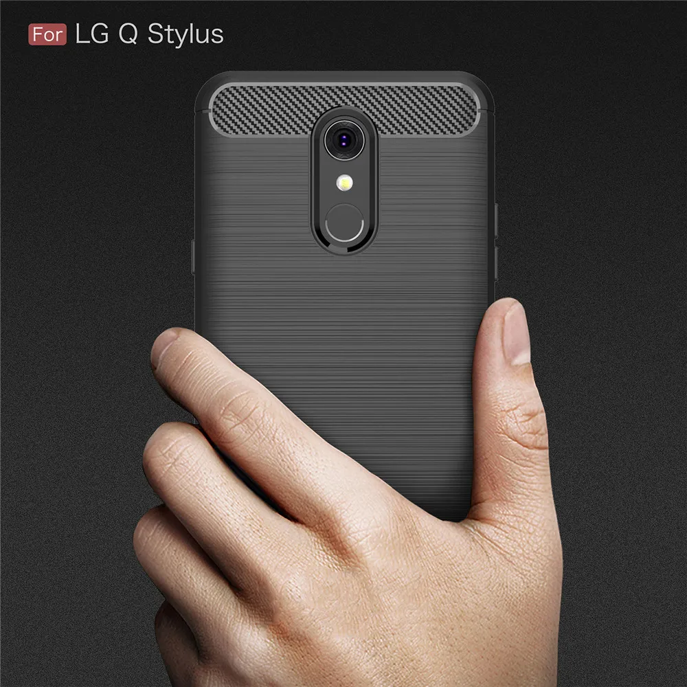 Lenuo чехол для LG Q Stylus ТПУ Мягкий углеродного волокна силиконовые матовый