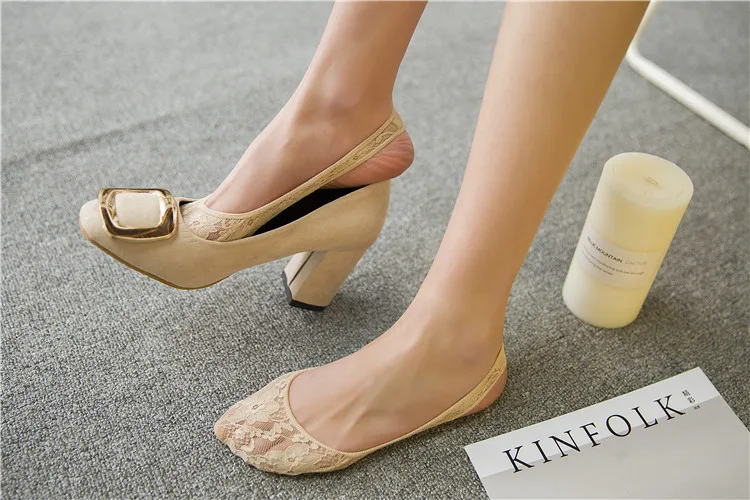 Невидимые летние носки тонкие кружевные тапочки женские открытые дышащие без