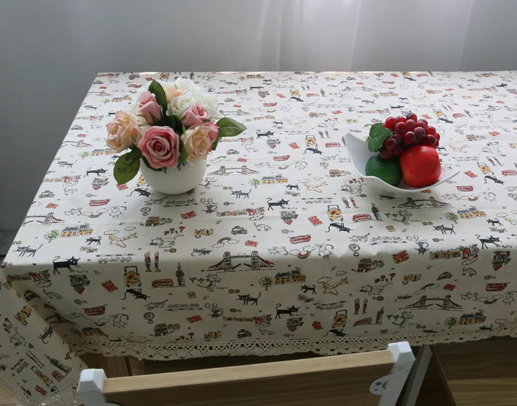 Byetee Cartoon Printed Table Cloth Dining Table Cloth Kitchen Casual Style Tablecloth Dining Cover Home Tablecloths