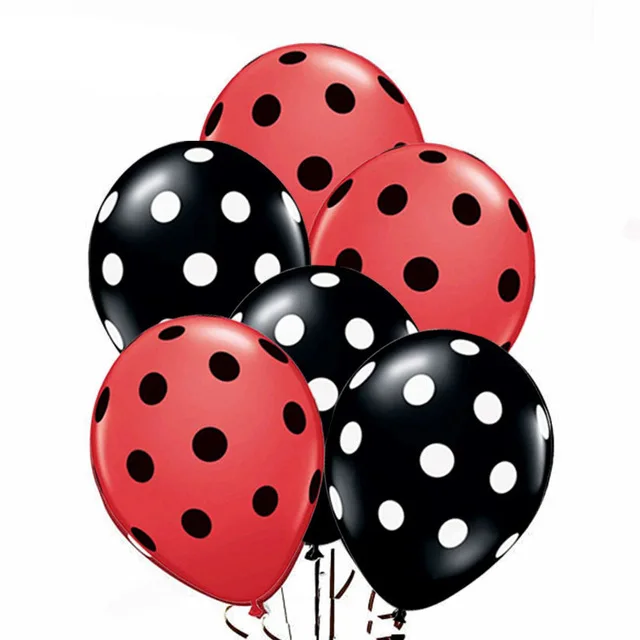 Red and Black 24 шт. 12 дюймов красные и черные латексные воздушные шары в горошек для детского дня рождения, свадьбы, декоративные принадлежности, Детские вечерние надувные воздушные шары - Цвет: Red and Black