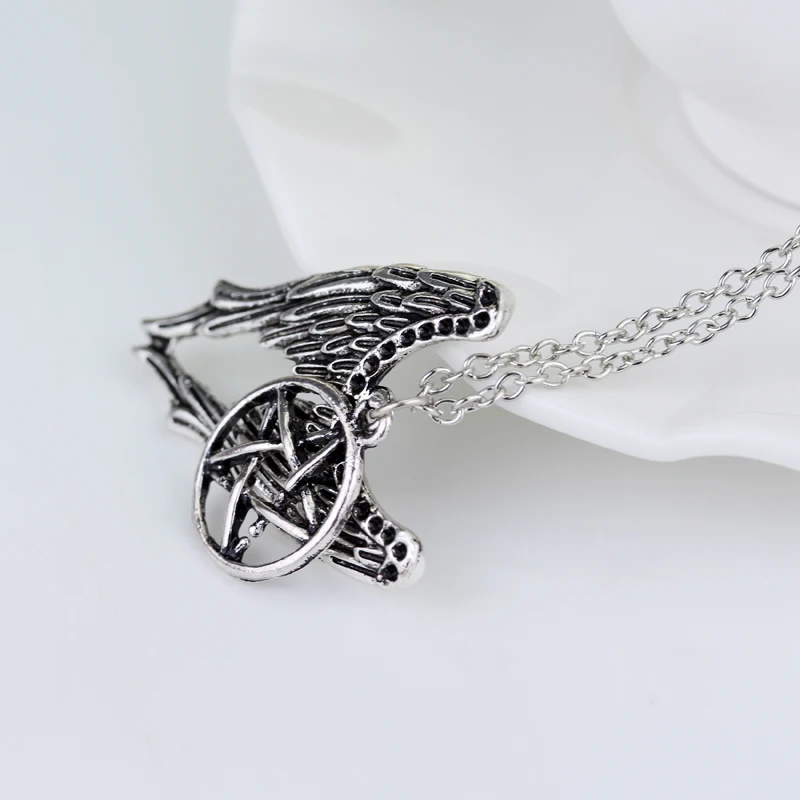 Сверхъестественное Цепочки и ожерелья Пентаграмма Пентакль Кастиэль Крылья