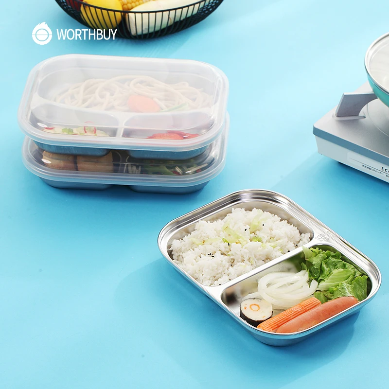 WORTHBUY японский Bento Box 304 нержавеющая сталь металлический Ланч бокс с отделениями
