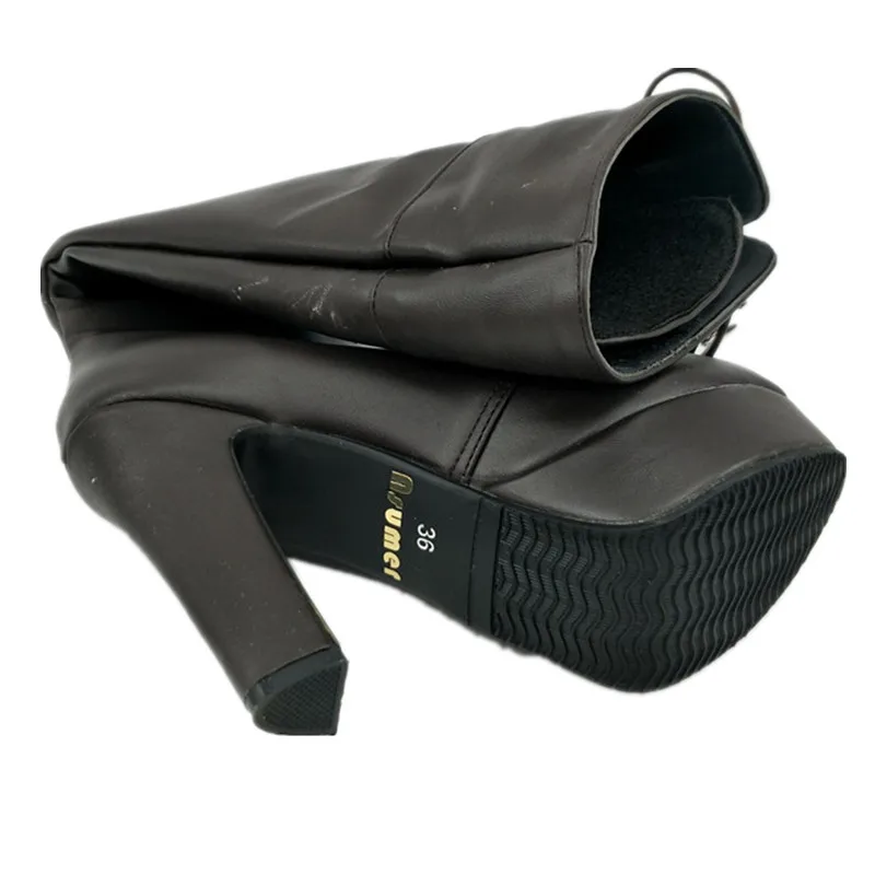 

ASUMER new arrive women boots black brown high quality pu lace up knee high boots solid color platform super high ladies boots