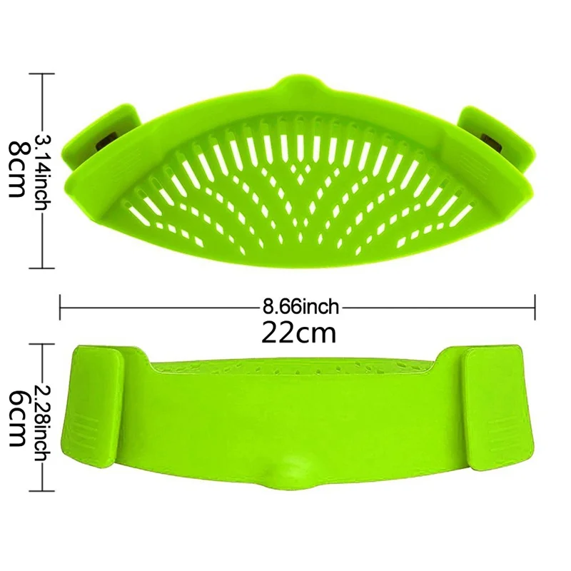 Goldbaking Clip on Strainer for Pots Pans Snap Strain Strainers Silicone Colander Green | Дом и сад