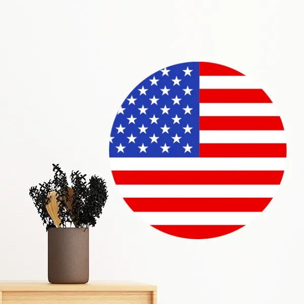 

America World National Flag Europe Country Symbol Mark Round Removable Wall Sticker Art Decals Mural DIY Wallpaper Room Decal