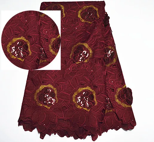 2017 Высокого Качества Африканская блестки Кружевной Ткани Водорастворимым