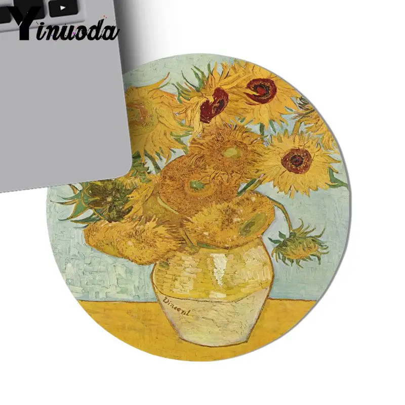 22x22cm Yinuoda высококачественный коврик для мыши с рисунком Винсента Ван Гога, прочный Настольный коврик для мыши с рисунком аниме, мягкие аксессуары, коврик для мыши для геймера - Цвет: 22x22cm