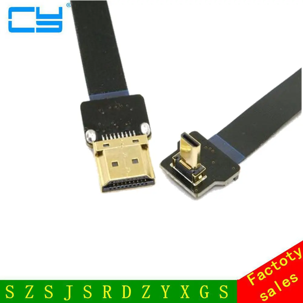 Плоский кабель 0 1 м 90 градусов вверх под углом FPV Micro HDMI совместимый штекер к FPC для