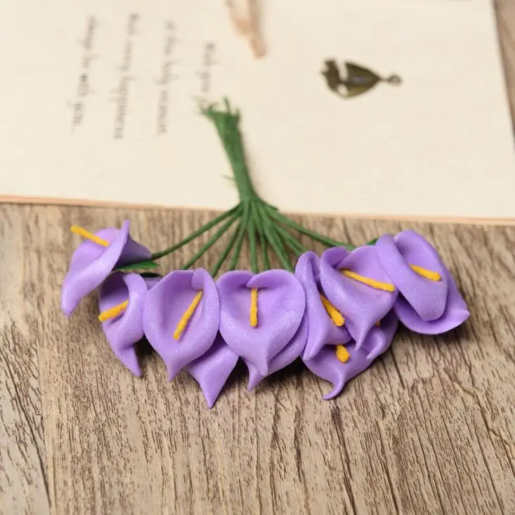 12 шт./лот Mini PE Calla Lily Искусственные цветы Букет Многоцветный Скрапбукинг цветок