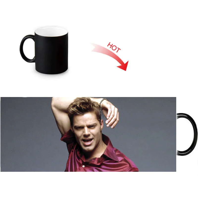 Ricky Martin Print Color Change/Changing Ceramic Mug Heat Sensitive Porcelain Mugs Coffee Tea Milk Cups | Дом и сад