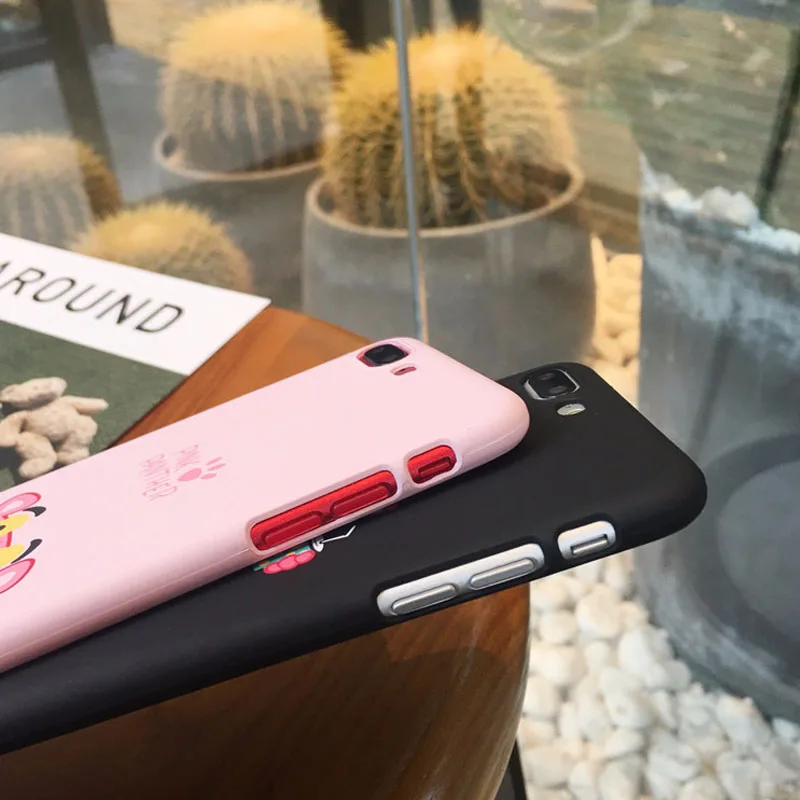 Милые розовые Пантеры чехлы для мобильного телефона iPhone 6 6s 7 8 Plus X мультфильм