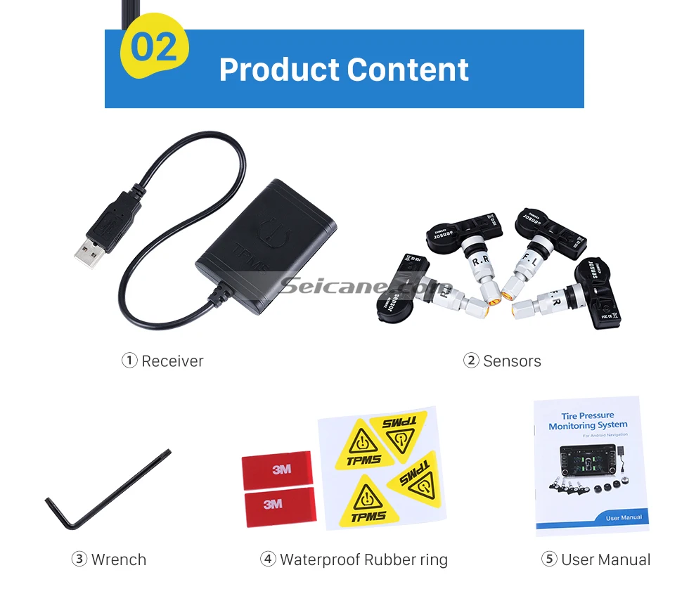 Seicane портативный автомобильный USB TPMS с 4 внутренними датчиками для Aftermarket Android радио контроль давления в шинах Автоматическая сигнализация