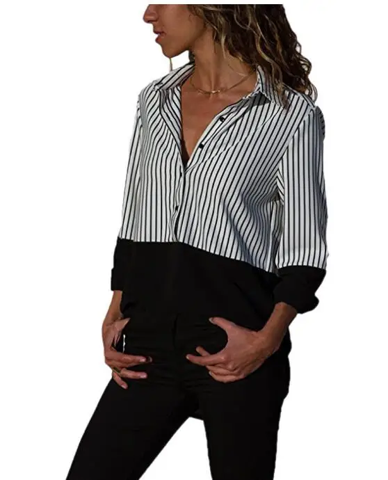 Женская Офисная рубашка с V-образным вырезом и длинным рукавом